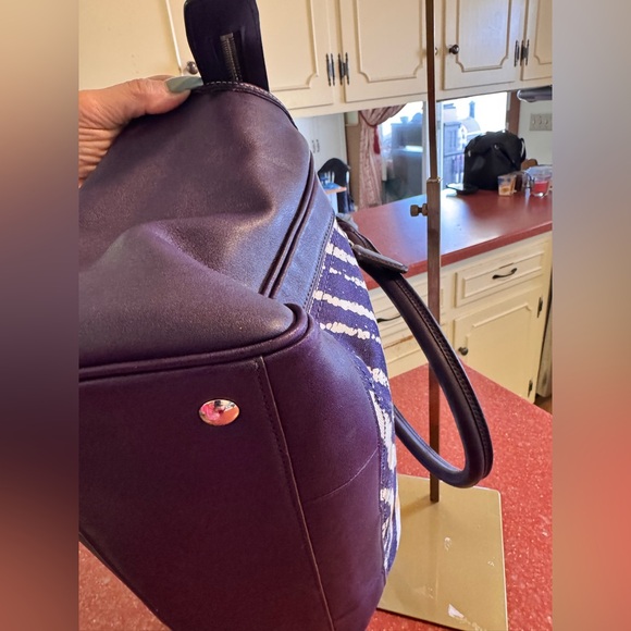 Coach Legacy Leather Purple Zebra Print Candace Carryall Purse Satchel LIKE NEW - Picture 9 of 11